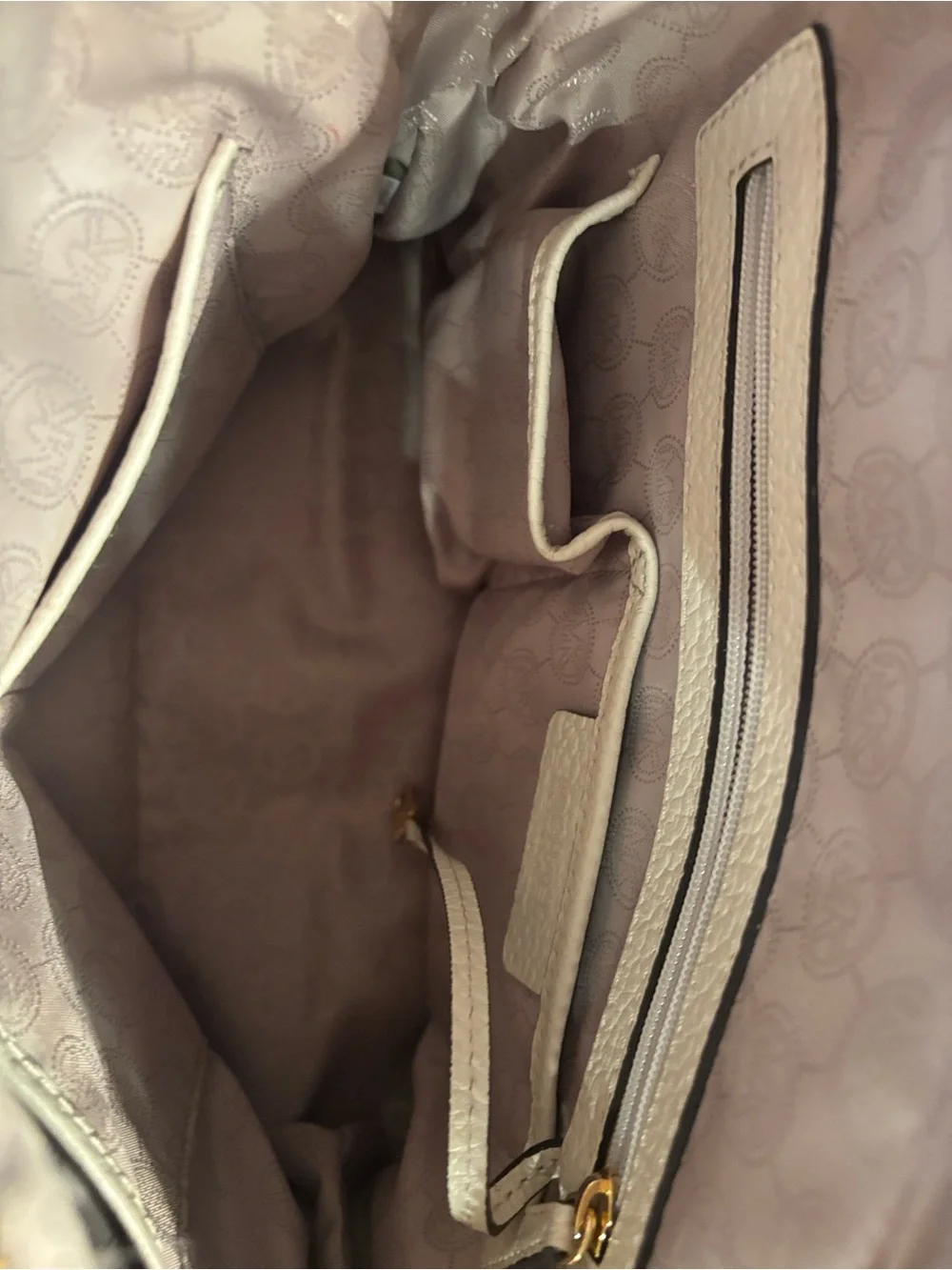 Michael Kors Cream Pebble Leather Satchel with Gold Hardware